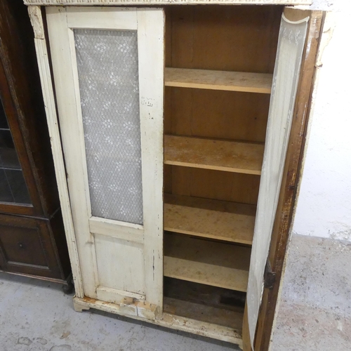 2546 - A Victorian painted pine larder cupboard with shelf fitted interior. 119x180x50cm. A/F.