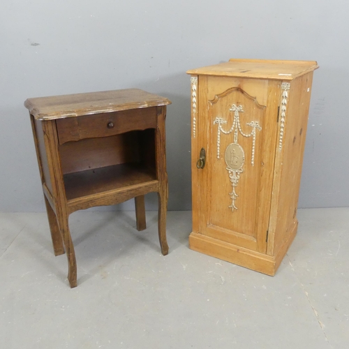 2558 - A French oak pot cupboard, 46x67x30cm, and a pine pot cupboard. (2)