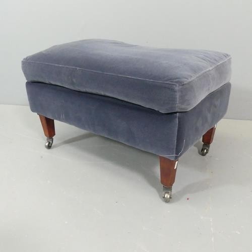 2510 - A contemporary mahogany and upholstered footstool, in the manner of OKA 69x42x45cm.