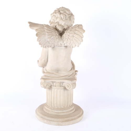 100 - A composite statue of a cherub on Corinthian column stand, H60cm