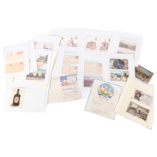 111 - A collection of Vintage postcards and stamped postcards, including War Bonds, a 1914 - '18 Christmas... 