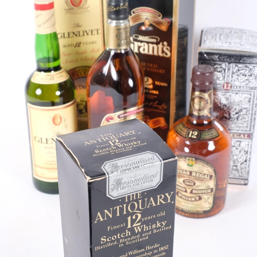 117 - 4 boxed bottles of Whisky, including The Glenlivet aged 12 years, The Antiquary Finest 12 Year Old S... 