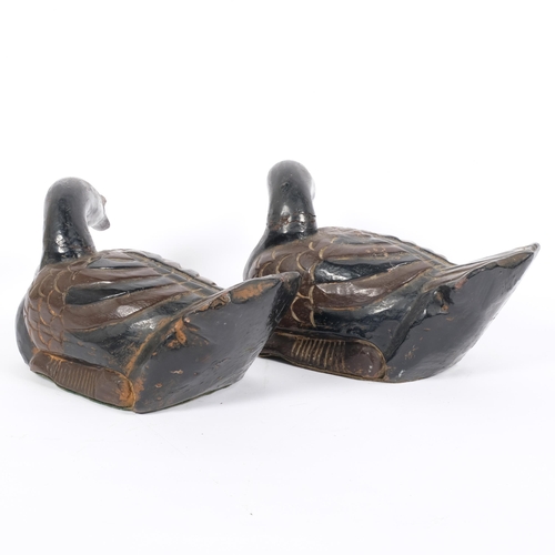 14 - A pair of carved and painted ducks, longest 36cm