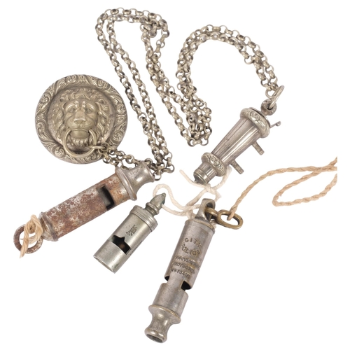 150 - An Officer's plated cross belt fitting, the clip and the circular lion mask ring handle, with chain ... 