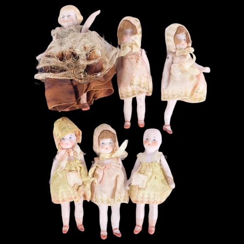 156 - A collection of Vintage miniature porcelain dolls with jointed arms, length approx 8cm