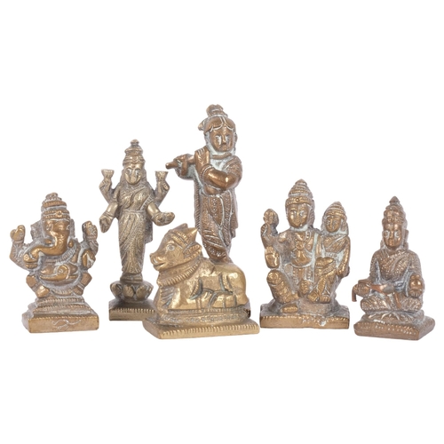 160 - A group of 6 miniature Thai brass temple figures, tallest 6cm