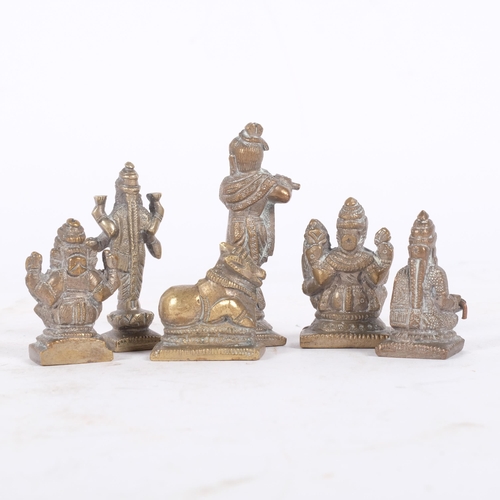 160 - A group of 6 miniature Thai brass temple figures, tallest 6cm