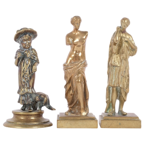 161 - A group of 3 figures, including a study of Venus De Milo, H11cm, and 2 others