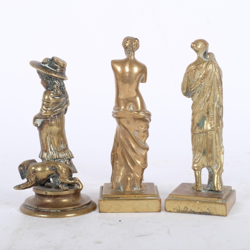 161 - A group of 3 figures, including a study of Venus De Milo, H11cm, and 2 others