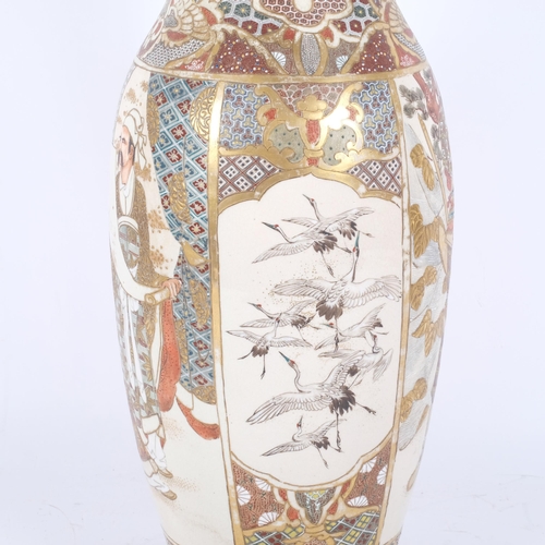 215 - A large Japanese white Satsuma baluster vase, H46cm