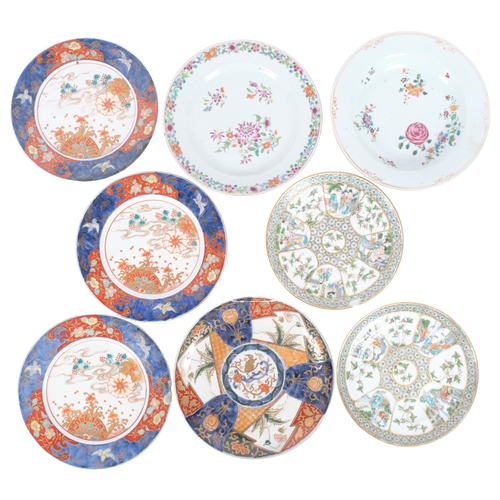 239 - A group of 8 various Chinese enamelled and Imari plates