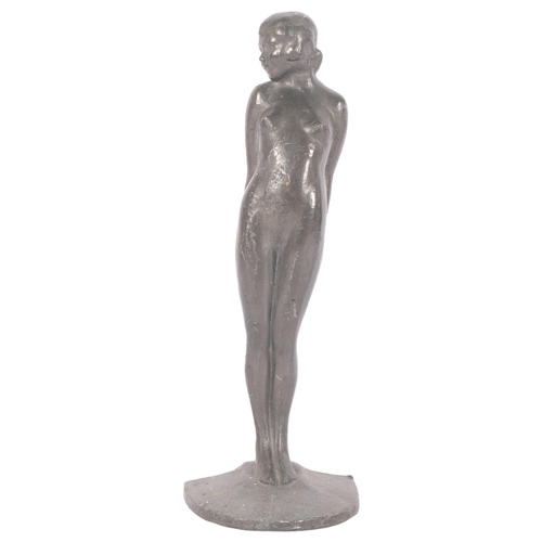 248 - An Art Deco style lead figure of a nude lady, H23cm