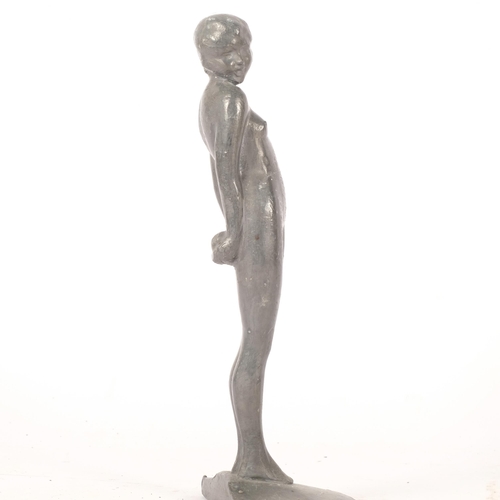 248 - An Art Deco style lead figure of a nude lady, H23cm