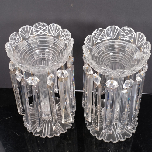 25 - A pair of Victorian glass table lustres, H25cm