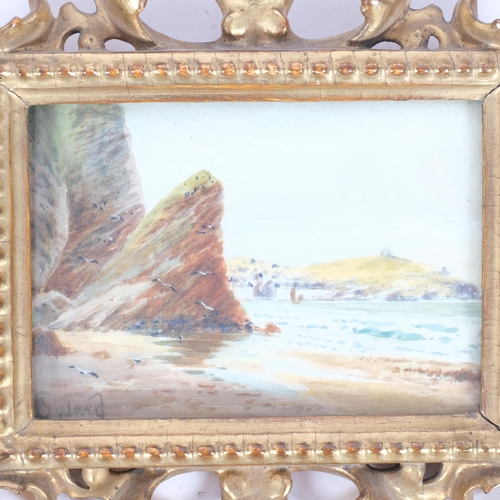 26 - B Ward, a pair of small watercolours, coastal scenes, mounted in ornate giltwood Florentine frames, ... 