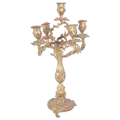 265 - An ornate gilt-brass 4-branch table candelabra, H52cm