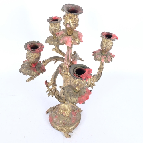 265 - An ornate gilt-brass 4-branch table candelabra, H52cm