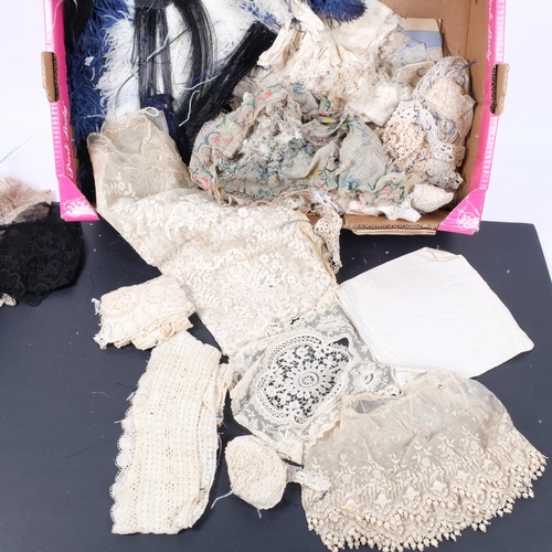 277 - A collection of various Antique linen and lace scraps, etc