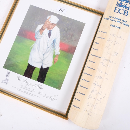 283 - CRICKET INTEREST - a cricket bat signed by the England Test Series Team 2007, including Michael Vaug... 