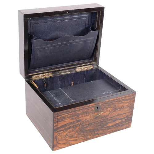 293 - An Antique coromandel wood travelling stationery box, box has 2 additional working drawers, plaque t... 