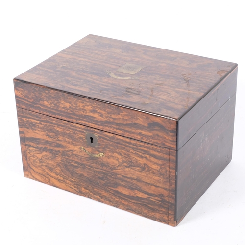 293 - An Antique coromandel wood travelling stationery box, box has 2 additional working drawers, plaque t... 