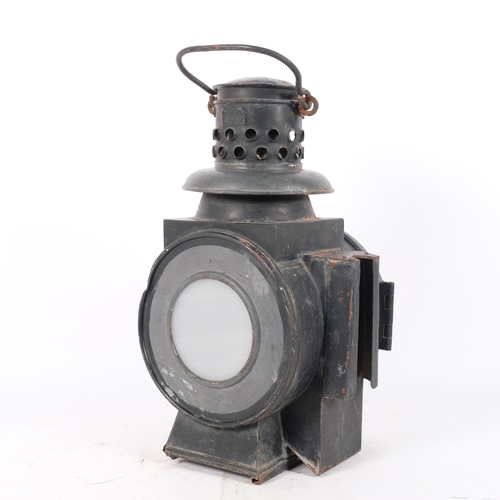 313 - A large German World War II railway oil lantern, by Eger & Blickle of Nurnberg, plaque to front of l... 