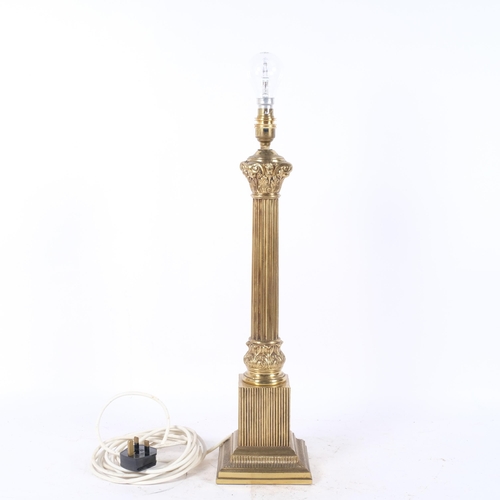 322 - A Corinthian column design table lamp, unmarked, no shade, overall height including bulb 63cm