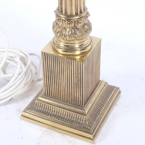 322 - A Corinthian column design table lamp, unmarked, no shade, overall height including bulb 63cm