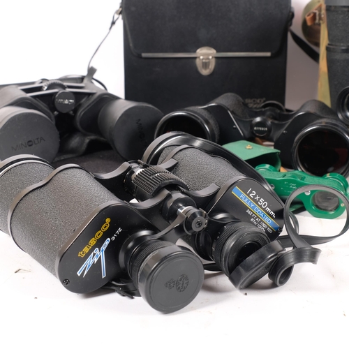 335 - A quantity of Vintage binoculars, including Karl Zeiss Jenna, Jenoptem 10x50W field binoculars, Tohy... 