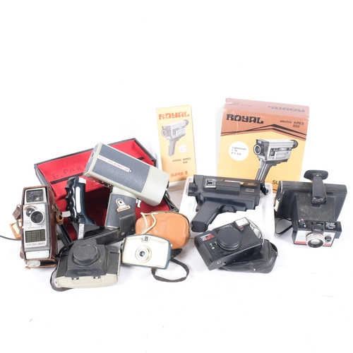 336 - A Royal Electric Aires 800 Super 8 hand-held cine camera, a Polaroid Colourpack 80, a GB Bell & Howe... 