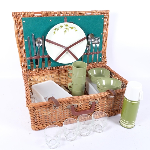 340 - A wicker picnic hamper and contents