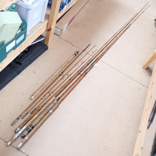 364 - A collection of split cane fishing rods, various brands, including Octopus ESS by Sealey, etc