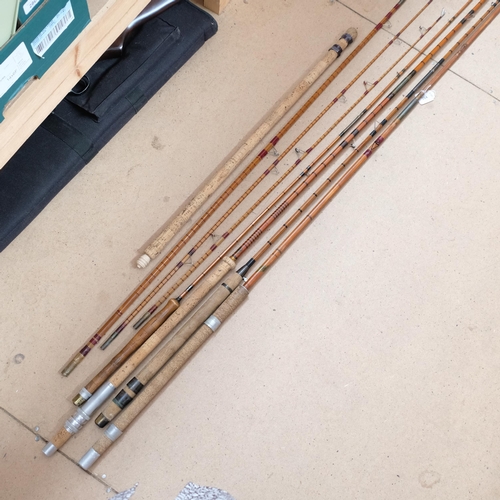 364 - A collection of split cane fishing rods, various brands, including Octopus ESS by Sealey, etc