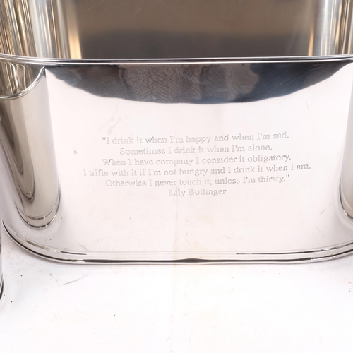 368 - A large oval chrome ice bucket, and a pair of small chrome oval ice buckets (3)