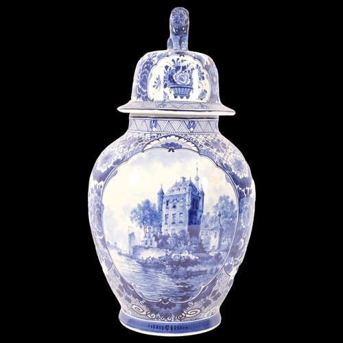 377 - A large Royal Delft blue and white ginger jar, stamped to base, ref. 