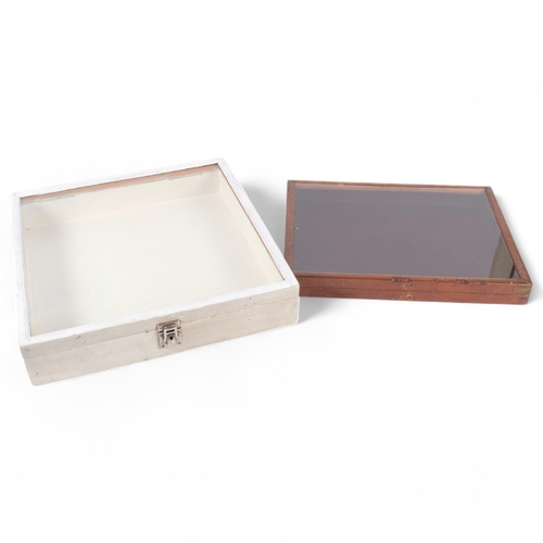 379 - 2 wooden table-top glass-fitted display cases, largest 45.5cm  x 9.5cm x 45.5cm (2)