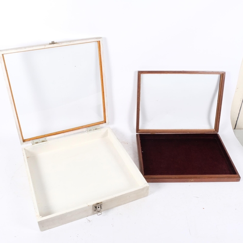 379 - 2 wooden table-top glass-fitted display cases, largest 45.5cm  x 9.5cm x 45.5cm (2)