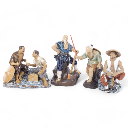 387 - A selection of Oriental figurines, mostly fishermen, all unmarked, largest height 24.5cm (4)