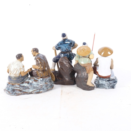 387 - A selection of Oriental figurines, mostly fishermen, all unmarked, largest height 24.5cm (4)