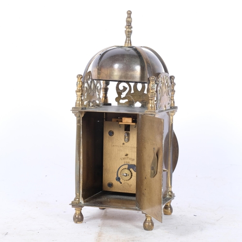 394 - Vintage Smith's ornate brass lantern clock, H24.5cm