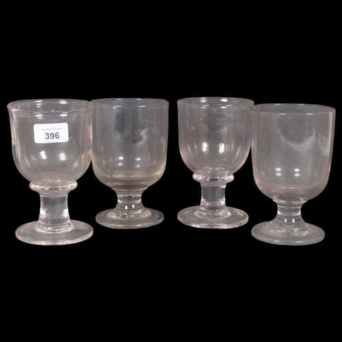 396 - A set of 4 Antique hand-blown goblets, H15cm