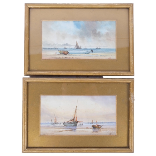 405 - William Stewart (1832 - 1906), a pair of watercolours, coastal scenes with boats, framed, 18cm x 27c... 