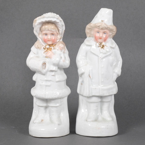 406 - Pair of Antique Continental porcelain children figures, H16cm