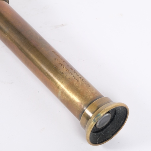 42 - Broadhurst Clarkson & Company Ltd London, an Antique 3-draw brass and leather-covered telescope