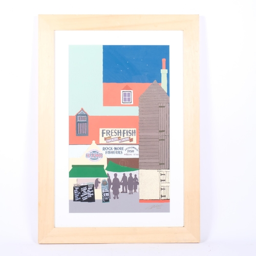 56 - Stan Rosenthal limited edition print, Hastings fish market, 108/250, image 50cm x 30cm, 68cm x 48cm ... 