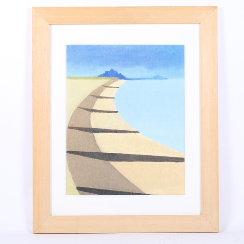 57 - Stan Rosenthal, coloured print, view along East Sussex coast, image 38cm x 30cm, 58cm x 48cm overall... 