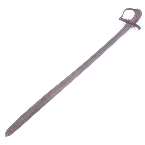 65 - An Antique British military sword, with integrated handle, blade length 82cm, overall length 95cm, n... 