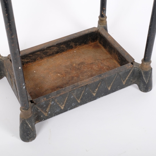 7 - A Victorian brass and steel 6-section stick stand, H62cm