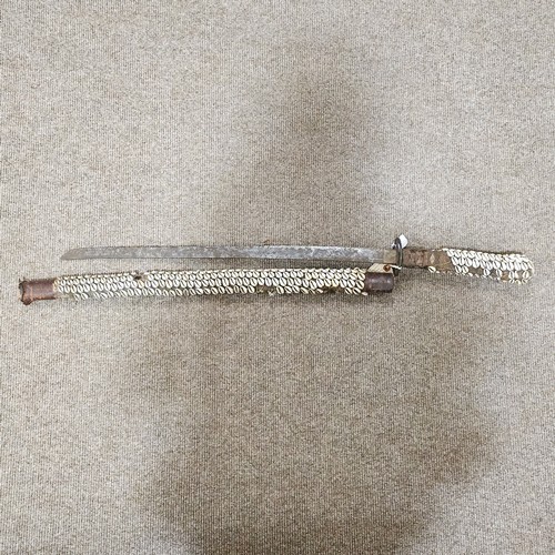 394 - Antique Japanese sword, decorated with seashells, overall length 101cm