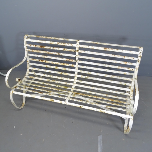 2932 - A Victorian strapwork garden bench. 152x85x80cm.